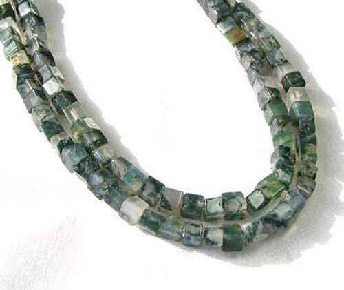 Exquisite Natural Moss Agate 4mm Cube Bead Strand 109471 Spacer and Roll Crystal String for Earring Bracelets Jewelry Making