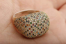 Load image into Gallery viewer, Stunning Turkish Handmade Jewelry Round Cut Sapphire Emerald Turquoise Pink Ruby Amethyst Black Onyx Topaz Zircon 925 Sterling Silver Ring Size ALL
