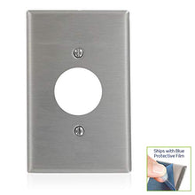 Load image into Gallery viewer, Leviton SSJ7-40 1-Gang, 1-Receptacle 1.406 -Inch Diameter Stainless Steel, Midway Size Wallplate, Stainless Steel
