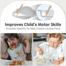 Load image into Gallery viewer, Mother's Corn Suction Plate for Baby | Divided Food-Grade 100% Silicone Feeding Bowls and Dishes for Kids, Infants &amp; Toddlers - BPA-FREE, Microwave, Dishwasher &amp; Oven Safe | Cloud design | Grey
