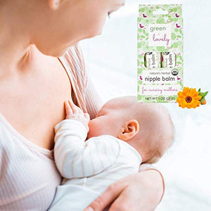 Nature's Herbal Nipple Balm, Calming Nursing Ointment, Breastfeeding Cream, Certified Organic. Easy Application, 2 x 0.5 oz Sticks. Silky & Calendula Infused.