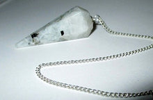 Load image into Gallery viewer, Rainbow Moonstone Cone Shaped Pendulum Faceted Top Quality Healing Spiritual Answers Perfect Energized
