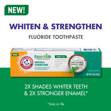 Load image into Gallery viewer, Arm &amp; Hammer Essentials Whiten &amp; Strengthen Fluoride Toothpaste, 100% Natural Baking Soda, Fresh Mint, 4.3 Oz (Pack of 4)
