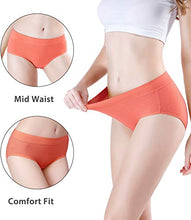 Load image into Gallery viewer, wirarpa Womens Soft Cotton Stretch Underwear 4 Pack Comfortable Mid Rise Briefs Underpants Plus Size Panties Orange Blue Yellow Green, Large
