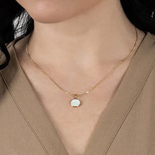 Load image into Gallery viewer, 14K Gold White Opal Necklace - 14K Solid Yellow Gold Dainty Necklace with October Birthstone Pendant, 12mm Large Size Opal Gemstone - Handmade Bridal Wedding Jewelry for Brides &amp; Classy Women
