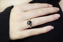 Load image into Gallery viewer, Heartland By Beverley Mitchell 10K Rose Gold with .925 Sterling Silver Cushion Cut Black Onyx &amp; Diamond Accented Faux Bypass Statement Ring (H-I Color, I2-I3 Clarity) - Size 7
