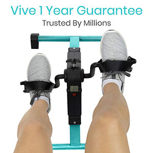 Vive Desk Bike Cycle - Foot Pedal Exerciser - Foldable Portable Foot, Hand, Arm, Leg Exercise Pedaling Machine - Folding Mini Stationary Bike Pedaler, Fitness Rehab Gym Equipment (Teal)