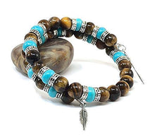 Load image into Gallery viewer, Tiger Eye Turquoise Southwestern Bangle Bracelet for Men &amp; Women
