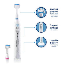 Load image into Gallery viewer, Triple Bristle Best Sonic Electric Toothbrush - Whiter Teeth &amp; Brighter Smile - Rechargeable 31,000 VPM Tooth Brush is Unique &amp; Patented 3 Brush Head Design - Perfect Angle Bristles Clean Each Tooth
