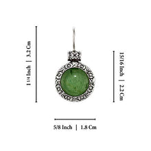 Load image into Gallery viewer, Stera Jewelry Antique Style Round Green Aventurine Earrings with Ornate Floral Design &amp; Secure Backs
