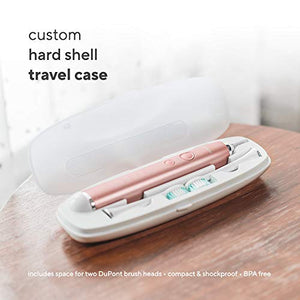 AquaSonic VIBE Series Ultra Whitening Pink Electric Toothbrush - 8 DuPont Brush Heads & Travel Case Included - Sonic 40,000 VPM Motor & Wireless Charging - 4 Modes w Smart Timer - Satin Rose Gold
