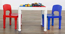 Load image into Gallery viewer, Humble Crew, White/Blue/Red Kids 2-in-1 Plastic Building Blocks-Compatible Activity Table, 20X20X17 H
