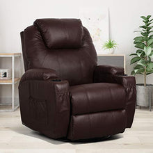 Load image into Gallery viewer, Esright Massage Recliner Chair Heated PU Leather Ergonomic Lounge Chair 360 Degree Swivel, Brown

