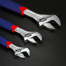 Load image into Gallery viewer, WORKPRO 3-piece Adjustable Wrench Set CR-V with Rubberized Anti-Slip Grips 10-inch, 8-inch, 6-inch
