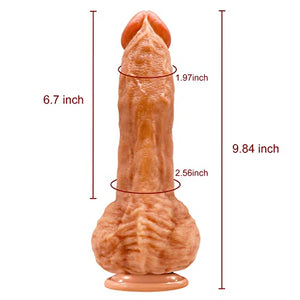 10 Inch Lifelike Silicone Dildo Adult Sex Toys for Women or Men, Thick Anal Dildos with Strong Suction Cup Realistic Penis with Curved Shaft and Balls for Throat Trainer and G-spot Stimulation