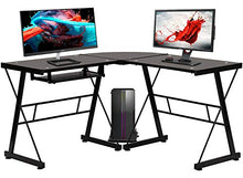 Load image into Gallery viewer, Computer Desk Gaming Desk Home Office Toughened Glass L Shaped Corner Writing Study Keyboard CPU Stand Girl Kids Student PC Modern Executive Table for Small Spaces
