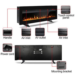 Maxhonor 40 Inches Electric Fireplace Insert Wall Mounted Freestanding Heater with Remote Control, 1500/750W, Black
