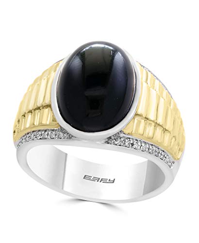 Effy 925 Sterling Silver & 18K Yellow Gold Onyx & Diamond Ring, 5.66 TCW HRS0J794DX