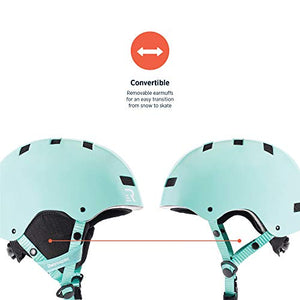 Retrospec Traverse H1 Ski & Snowboard Helmet, Convertible to Bike/Skate, Teal Gloss, Small (51-55cm)