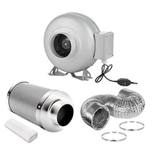 Load image into Gallery viewer, iPower 4 Inch 154 CFM Inline Ventilation Fan with Variable Speed Controller and 4” Air Carbon Filter 8 Feet Ducting, Kits, Combo Set for Grow Tent
