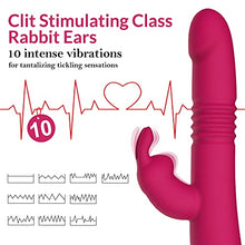 Load image into Gallery viewer, BOMBEX Beaded Thrusting Rabbit Vibrator William, 9.8" Triple Action G Spot Vibrator with Independent Clitoral Stimulator, 10 Patterns, Waterproof &amp; Rechargeable Sex Toys for Women, Rose
