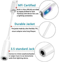 Load image into Gallery viewer, [Apple MFi Certified] Headphone Adapter for iPhone 13, DESOFICON 3 Pack Lightning to 3.5mm AUX Audio Stereo Earphone Connector for iPhone 13 Pro/12/11/XS/XR/X 8/iPad/iPod, Support Call + Music Control

