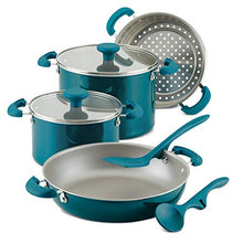 Load image into Gallery viewer, Rachael Ray 8-Piece Aluminum Cookware Set, Teal Shimmer
