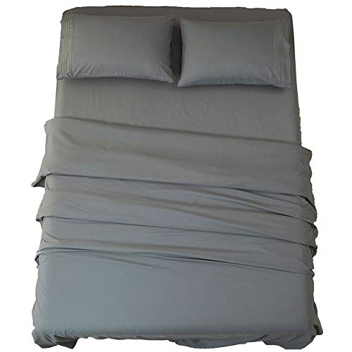 Sonoro Kate Bed Sheet Set Super Soft Microfiber 1800 Thread Count Luxury Egyptian Sheets 16-Inch Deep Pocket Wrinkle and Hypoallergenic-4 Piece(Queen Dark Grey)