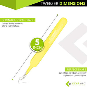 Blackhead Tweezer - Professional Curved Steel Tip Surgical Comedone & Splinter Extractor By Rapid Vitality. Ideal Blemish & Acne Remover Tool Means Flawless Facial Skin (Yellow)