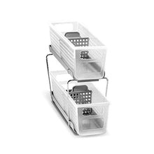 Load image into Gallery viewer, madesmart 2-Tier Organizer Bath Collection Slide-out Baskets with Handles, Space Saving, Multi-purpose Storage &amp; BPA-Free, Mini, Frost-With Dividers
