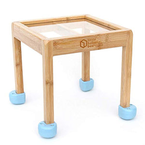 Little Balance Box 2-in-1: No Wheels Spring Feet, Girl Boy Baby Walker Push Stand Toys, Toddler Activity Table, Award Winning (Blue)