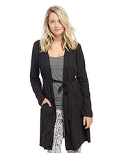 Load image into Gallery viewer, Motherhood Maternity Women&#39;s Maternity Tie Front Nursing Robe with Lace Trim Sleeve, Black, Large/Extra Large
