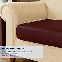 Load image into Gallery viewer, subrtex Leather Separate Cushion Covers Breathable Sofa Seat Slipcpvers for 1-2-3-4 Seaters Stretch Replacement for Furniture Protector (Small, Wine)
