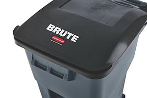 Rubbermaid Commercial Products Brute Rollout Plastic Trash/Garbage Can/Bin with Wheels, 65 GAL, for Restaurants/Hospitals/Offices/Back of House/Warehouses/Home, Gray (FG9W2100GRAY)