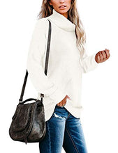 Load image into Gallery viewer, NSQTBA Turtleneck Sweater Women Tunic Sweaters White

