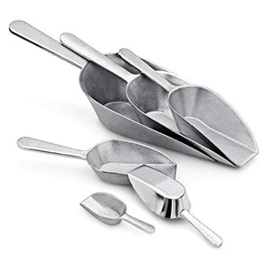New Star Foodservice 34721 One-Piece Cast Aluminum Flat Bottom Bar Ice Flour Utility Scoop, 24-Ounce, Silver