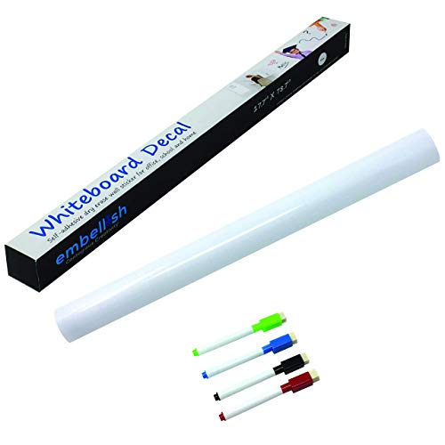 Load image into Gallery viewer, Extra Large Whiteboard Decal Sticker, Self-Adhesive Paper Message Board (6.5 FEET) Peel and Stick Wallpaper with 4 Dry Erase Markers, Size 17.7” X 78.7”