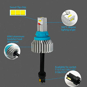 Alla Lighting Brightest T15 912 921 CANBUS LED Back-Up Reverse Light Bulbs, 6000K Xenon White 16W W16W 194 922 921KX 912KX 2400Lm CSP SMD Replacement for RV, Cars, Trucks