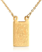 Load image into Gallery viewer, Men's Stainless Steel 18K Gold Plated Scapular Religious Necklace, 26"
