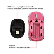 Load image into Gallery viewer, Cool 3D Sport Car Shape Mouse 2.4GHz Wireless Mouse Optical Ergonomic Gaming Mice Mini Small Office Mouse with USB Receiver for PC Laptop Computer for Kids Girls,1600DPI 3 Buttons(Pink)
