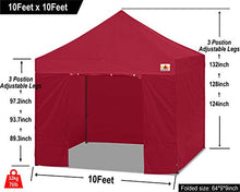 Load image into Gallery viewer, ABCCANOPY Heavy Duty Ez Pop up Canopy Tent with Sidewalls 10x10, Burgundy
