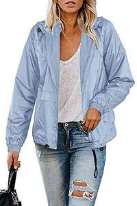 TECREW Women Full Zip Running Track Jackets Lightweight Packable Hooded Raincoat Outdoor Windbreaker