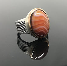 Load image into Gallery viewer, KAR 925K STERLING SILVER NATURAL VEINY AGATE (Aqeeq) MEN&#39;S RING USA SELLER K32F (8)
