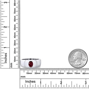 Gem Stone King 1.40 Ct Oval Red VS Rhodolite Garnet 925 Sterling Silver Men's Ring (Size 13)