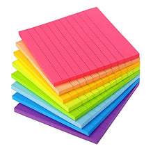 Load image into Gallery viewer, Early Buy Lined Sticky Notes with Lines 4x4 Self-Stick Notes 8 Bright Color 8 Pads, 50 Sheets/Pad
