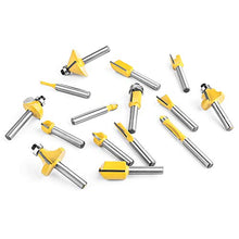 Load image into Gallery viewer, KOWOOD Router Bits Set of 15 Pieces 1/4 Inch Woodwork Tools for Beginners

