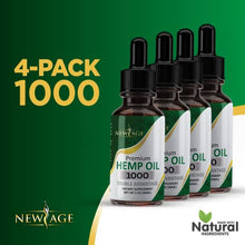 Load image into Gallery viewer, Hemp Oil - 4 Pack - 1000mg of Hemp - Grown &amp; Made in USA - Natural Hemp Drops - by NewAge
