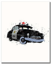 Load image into Gallery viewer, Cars Watercolor Prints - Set of 4 (8 inches x 10 inches) Wall Art Decor Kids Bedroom Photos Lightning McQueen Tow Mater Francesco Bernoulli Sheriff
