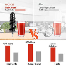 Load image into Gallery viewer, KOIOS Juicer, Masticating Juicer Machine, Slow Juice Extractor with Reverse Function, Cold Press Juicer Machines with Quiet Motor, Easy to Clean with Brush
