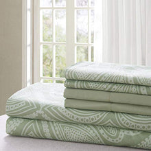 Load image into Gallery viewer, Lux Decor Collection Bed Sheet Set - Brushed Microfiber 1800 Thread Count Bedding - Wrinkle, Stain, Fade Resistant &amp; Hypoallergenic - Deep Pocket King Size Sheets Set - 6 PC (King, Paisley Sage)
